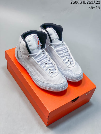 Nike Inflict 4 Wrestling Shoes, White and Dark Navy