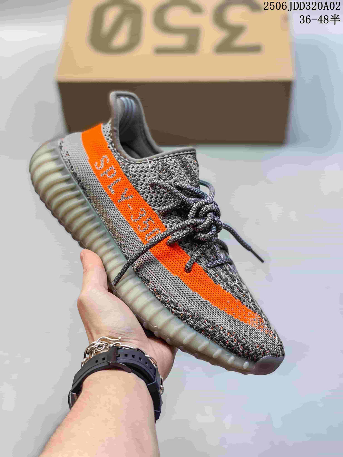 Adidas Yeezy Boost 350 V2 Gray Orange Sneakers