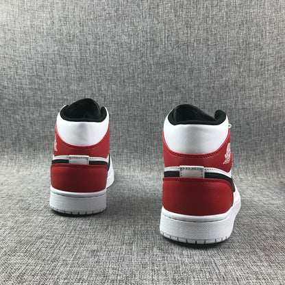 Rear view of the pair showing red heel panels, white collars, and black inner lining.