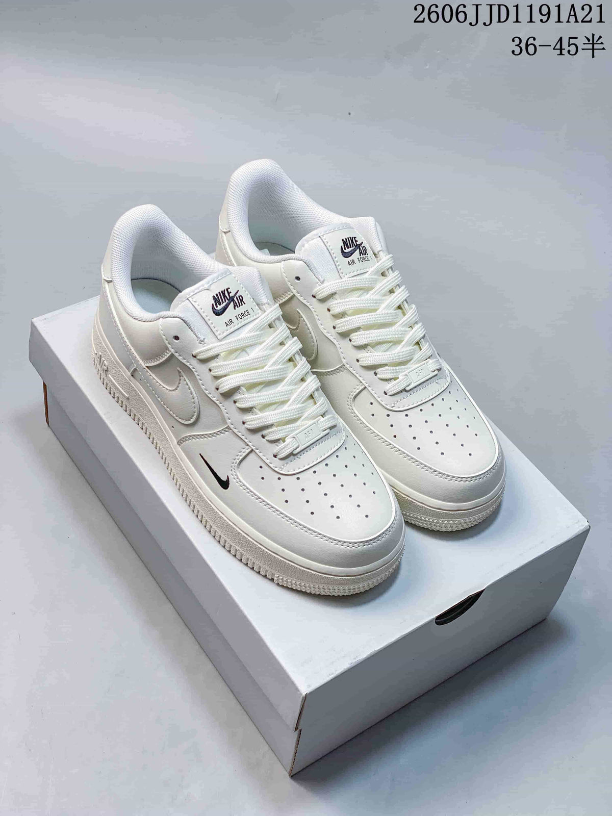 Nike Air Force 1 Low White Sneakers with Contrast Swoosh