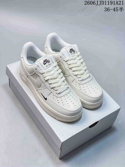 Nike Air Force 1 Low White Sneakers with Contrast Swoosh
