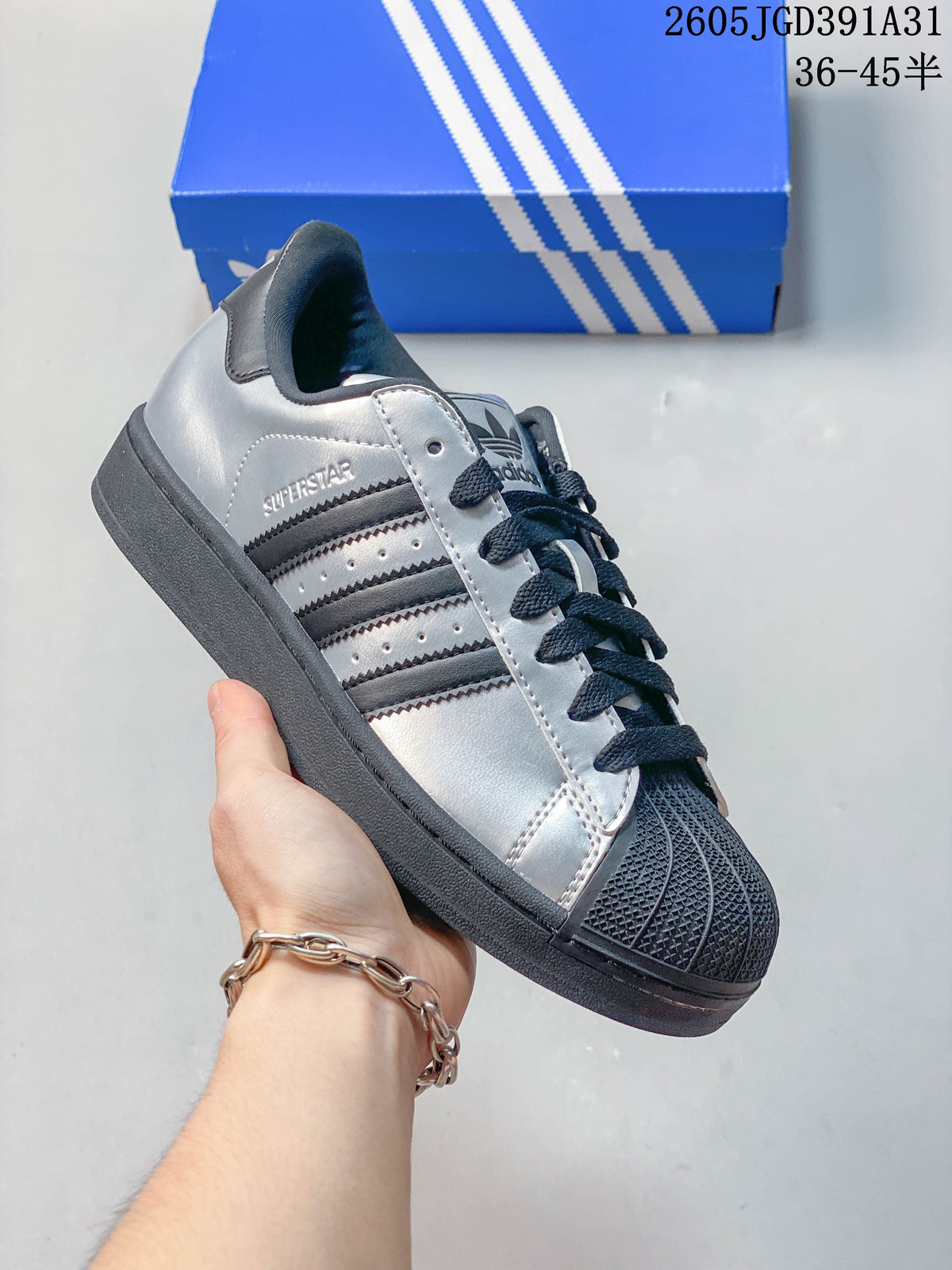 Adidas Superstar Silver Metallic Shell-Toe Sneakers