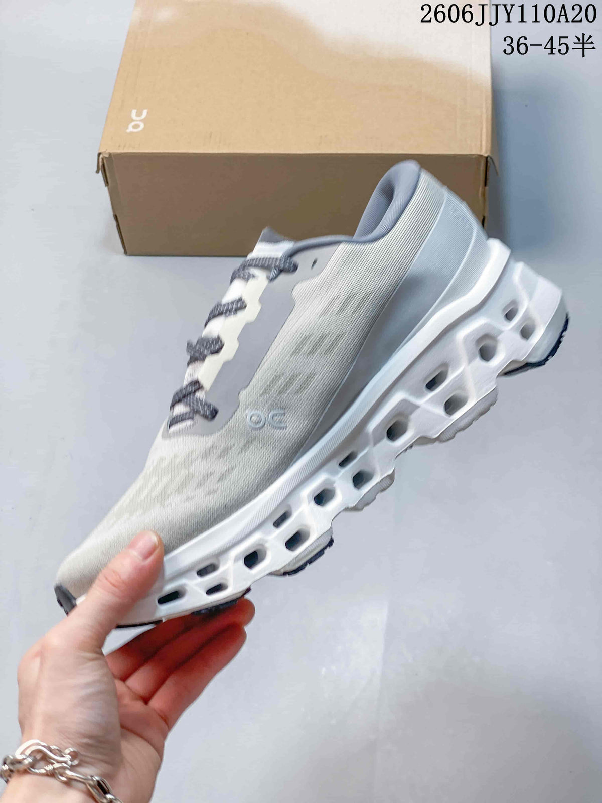On Cloudmonster 3 Running Shoes in Light Gray