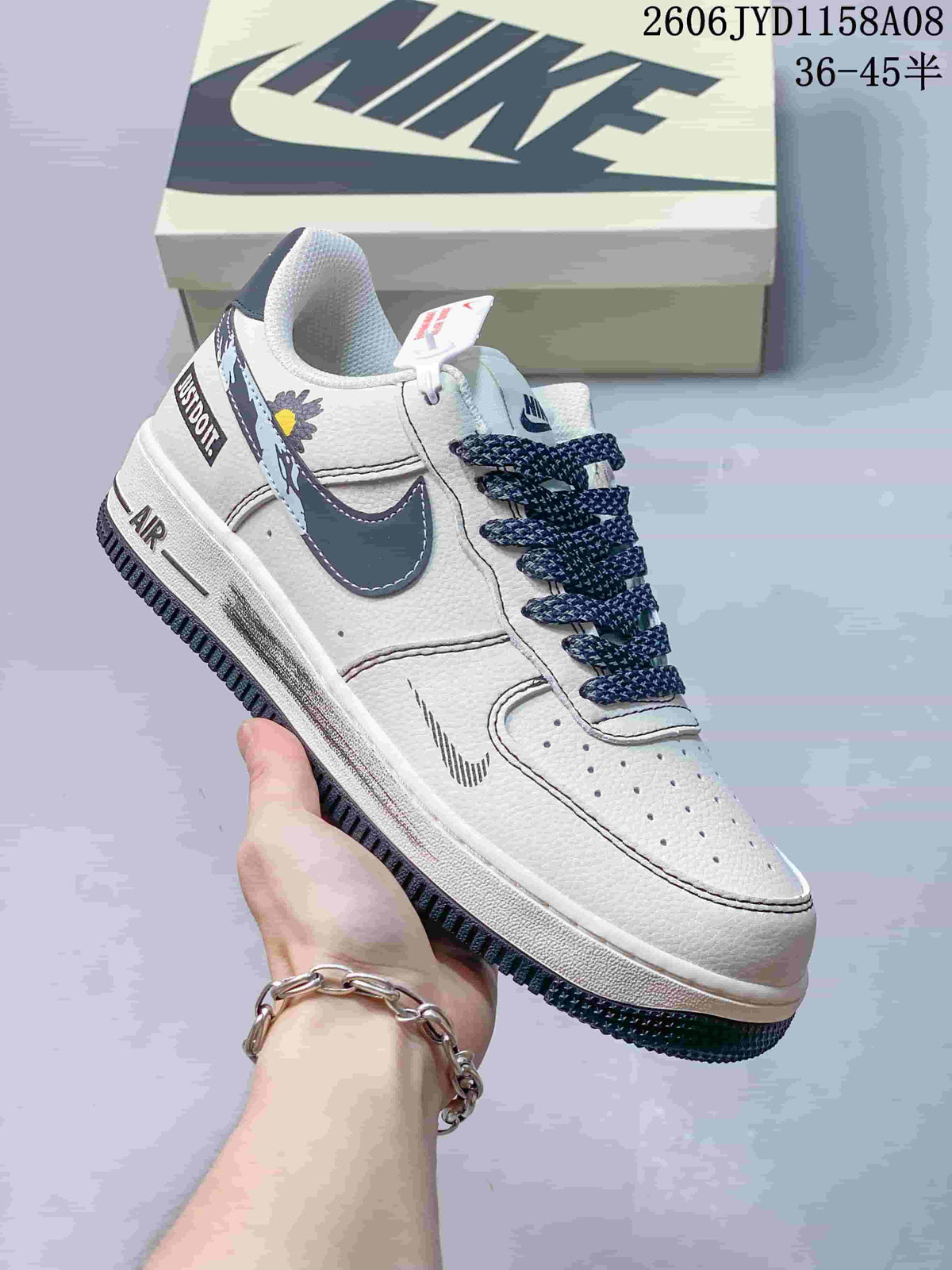 Nike Air Force 1 '07 Low Sneakers in White and Navy