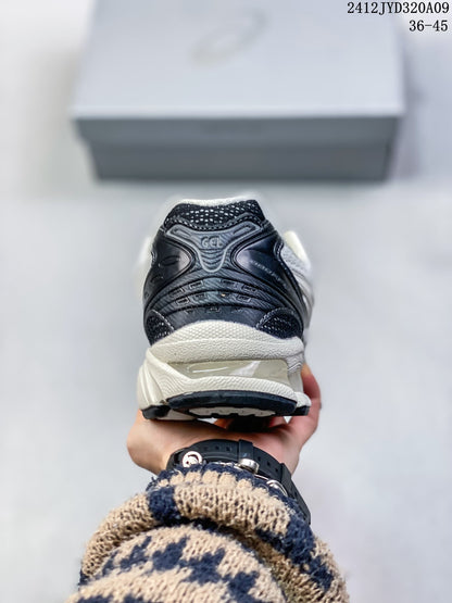 ASICS GEL-KAYANO 14 White and Black Sneakers