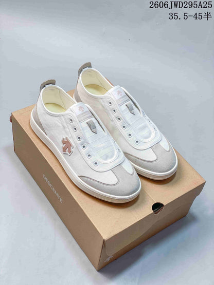 DESCENTE CHRON Retro Low-Top Sneakers, White and Gray