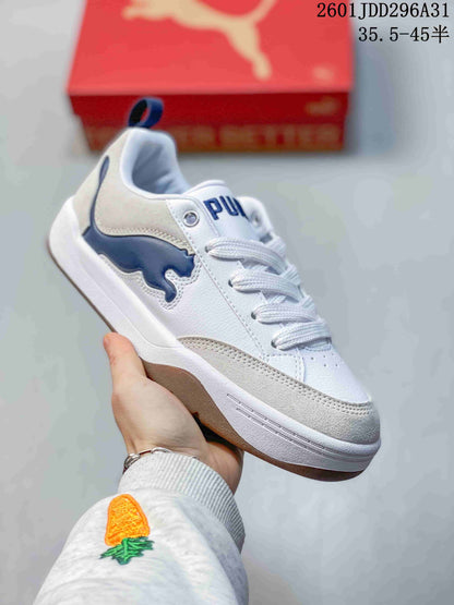 PUMA 180 White Platform Sneakers with Navy Accents