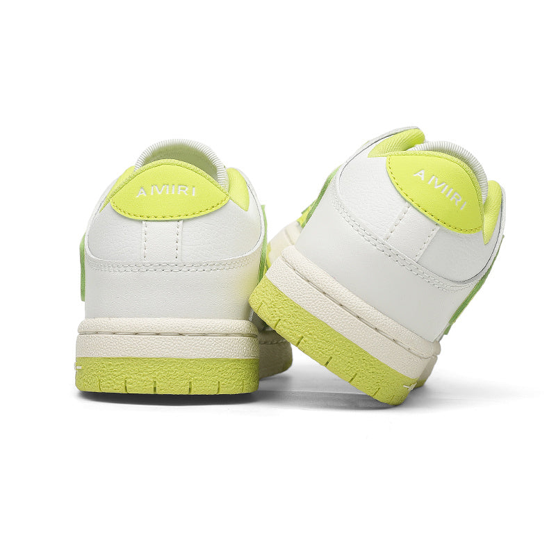 AMIRI Bone Low-Top Sneakers in White and Neon Green