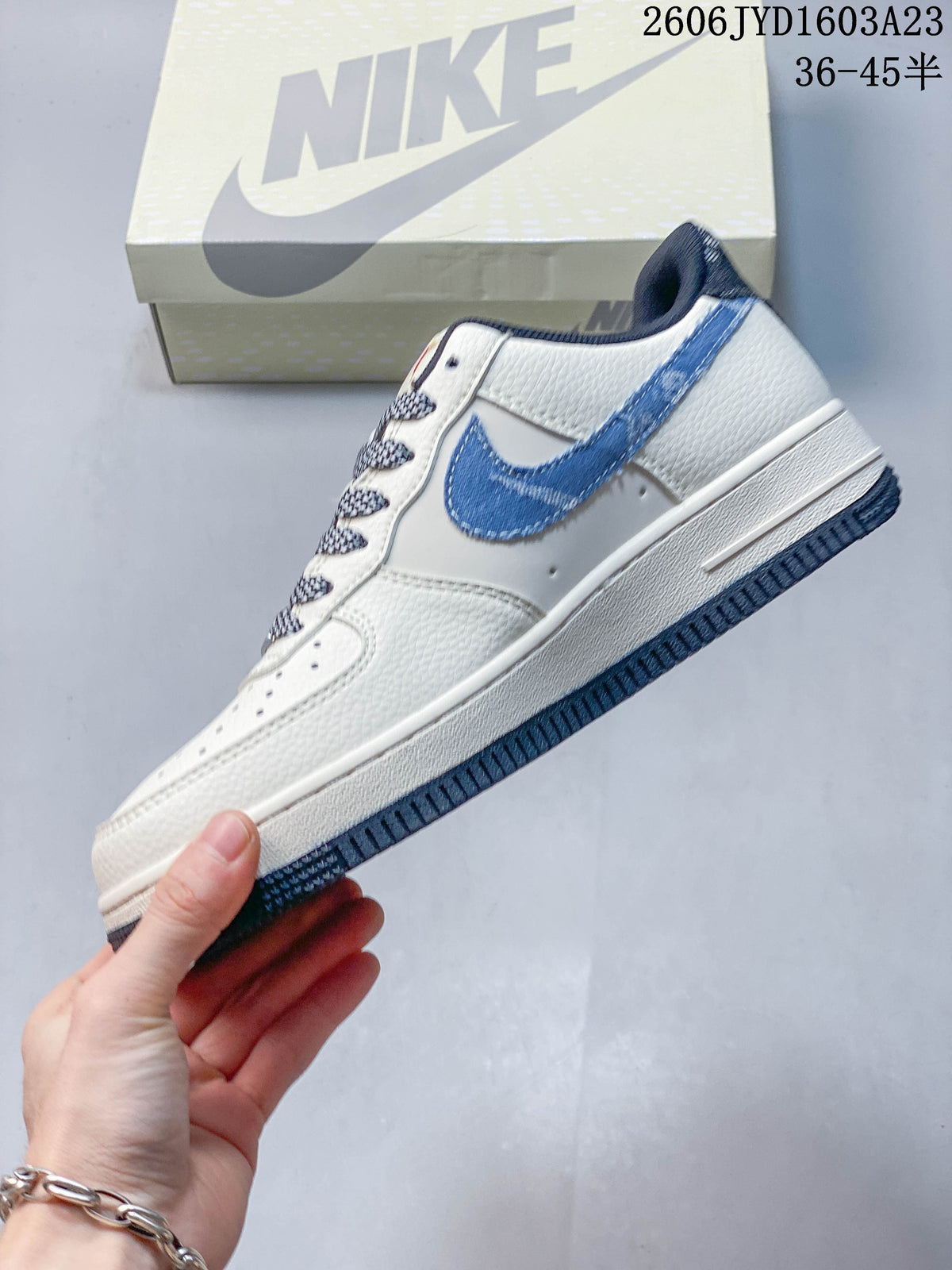 Nike Air Force 1 '07 Low Off-White and Blue Sneakers