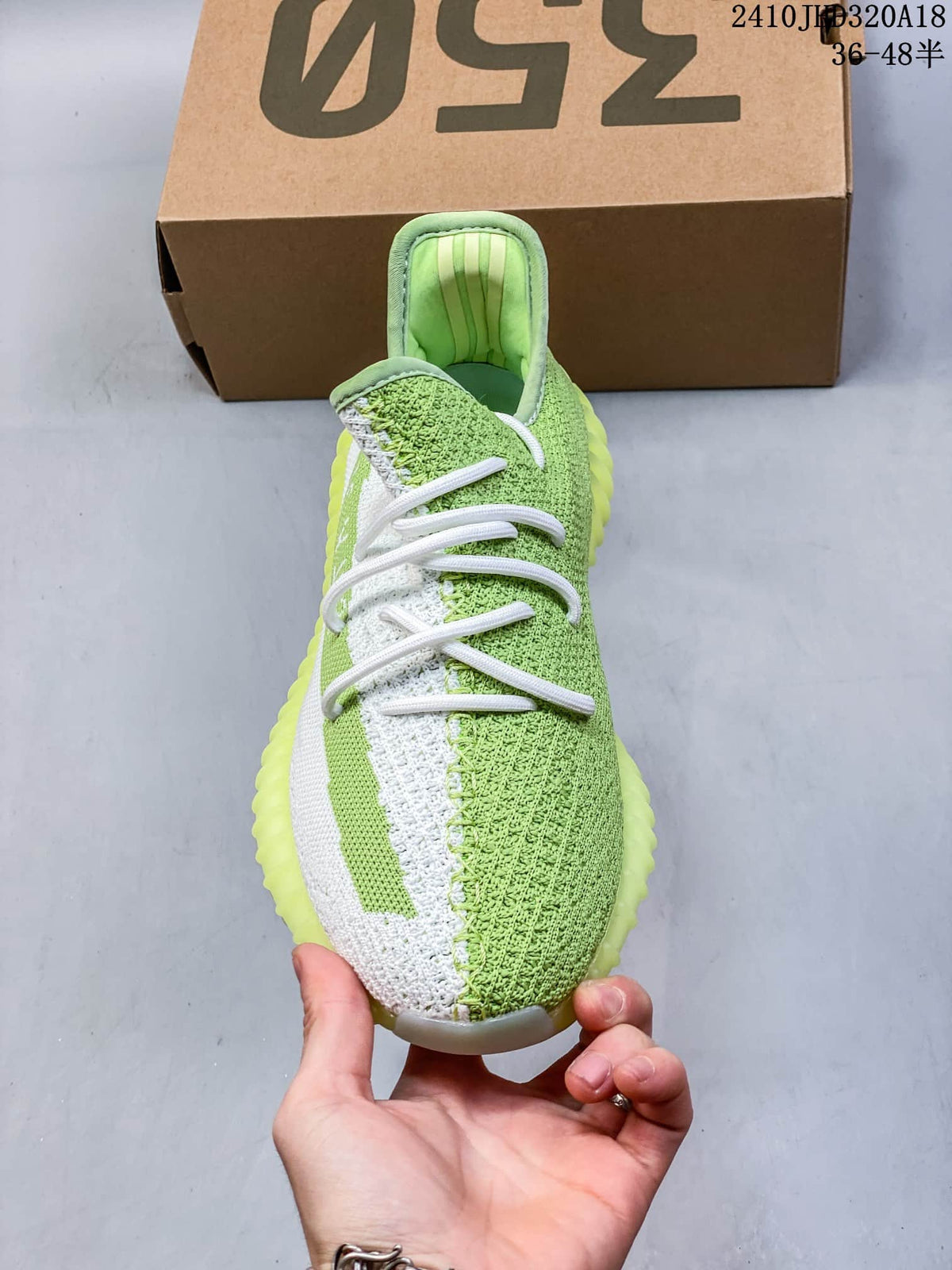 Adidas Yeezy Boost 350 V2 Green and White Sneakers