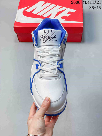 Nike Flight Legacy Mid-Top Basketball Shoes, White and Blue