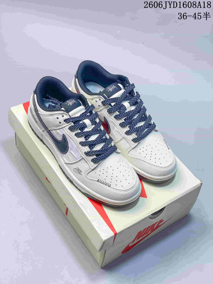 Nike SB Dunk Low White and Navy Sneakers