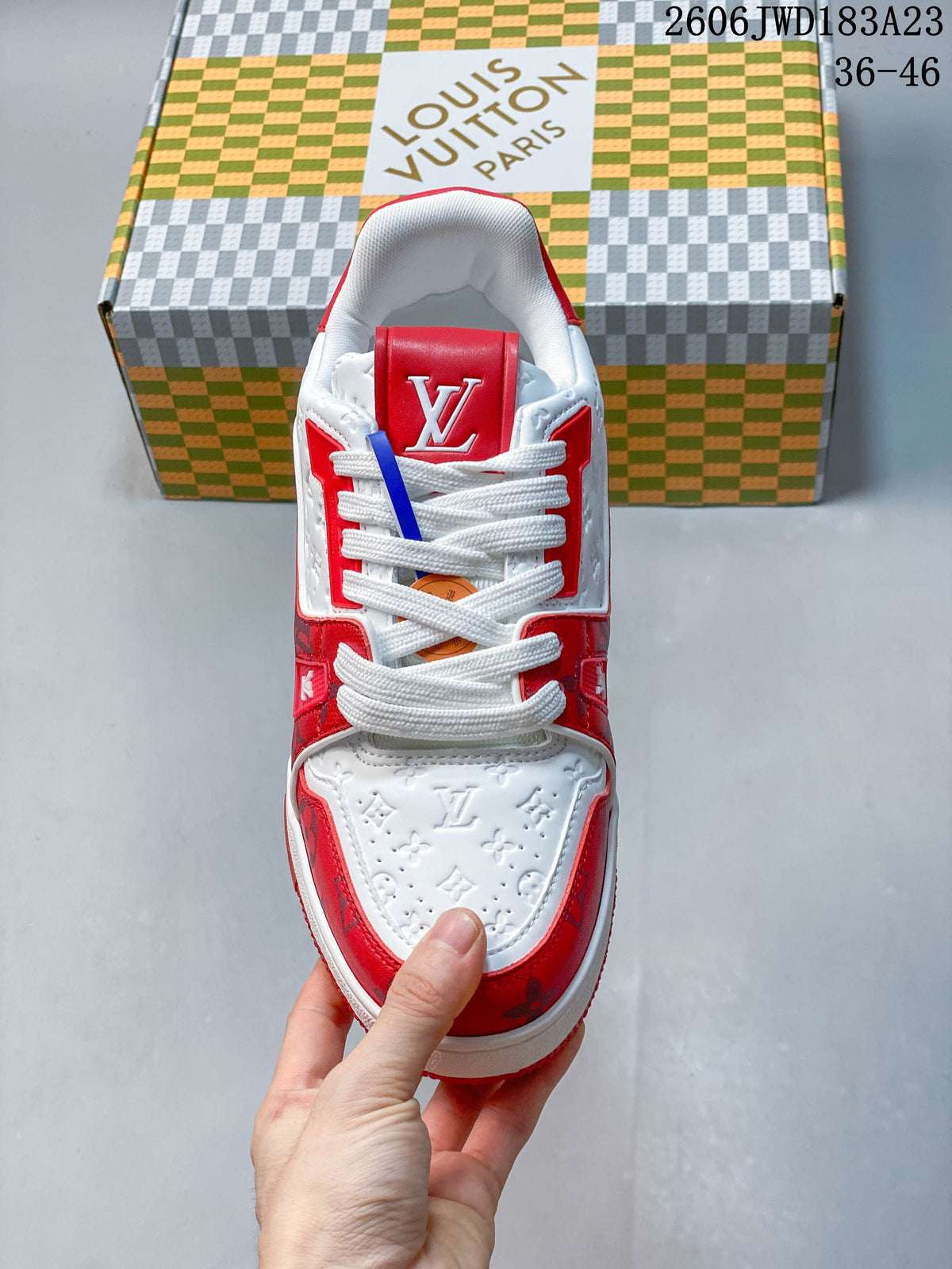 Louis Vuitton Trainer Low Sneakers in Red and White
