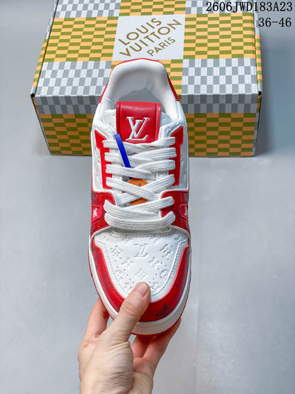 Louis Vuitton Trainer Low Sneakers in Red and White