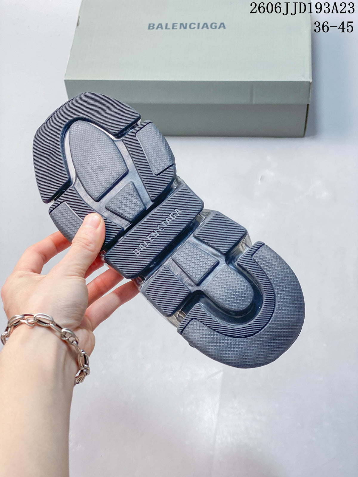 Balenciaga Gray Sock Sneakers with Segmented Sole