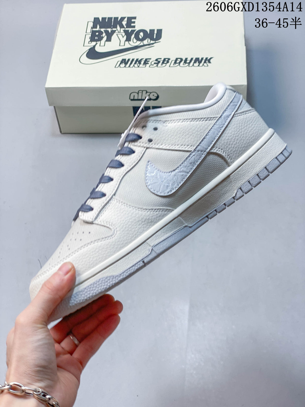 Nike Dunk Low DIY Custom Sneakers in White and Gray