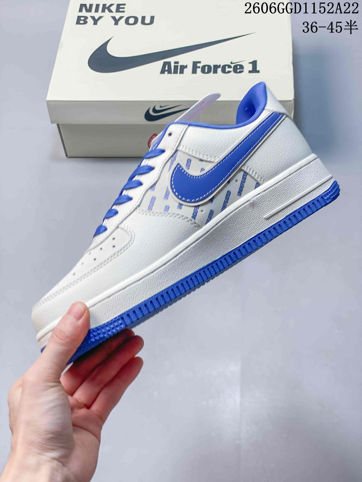 Nike Air Force 1 Low White and Blue Sneakers