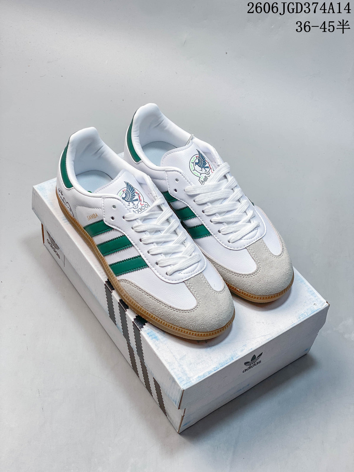 adidas Originals Samba Vegan OG SPD Low-Top Sneakers, White and Green