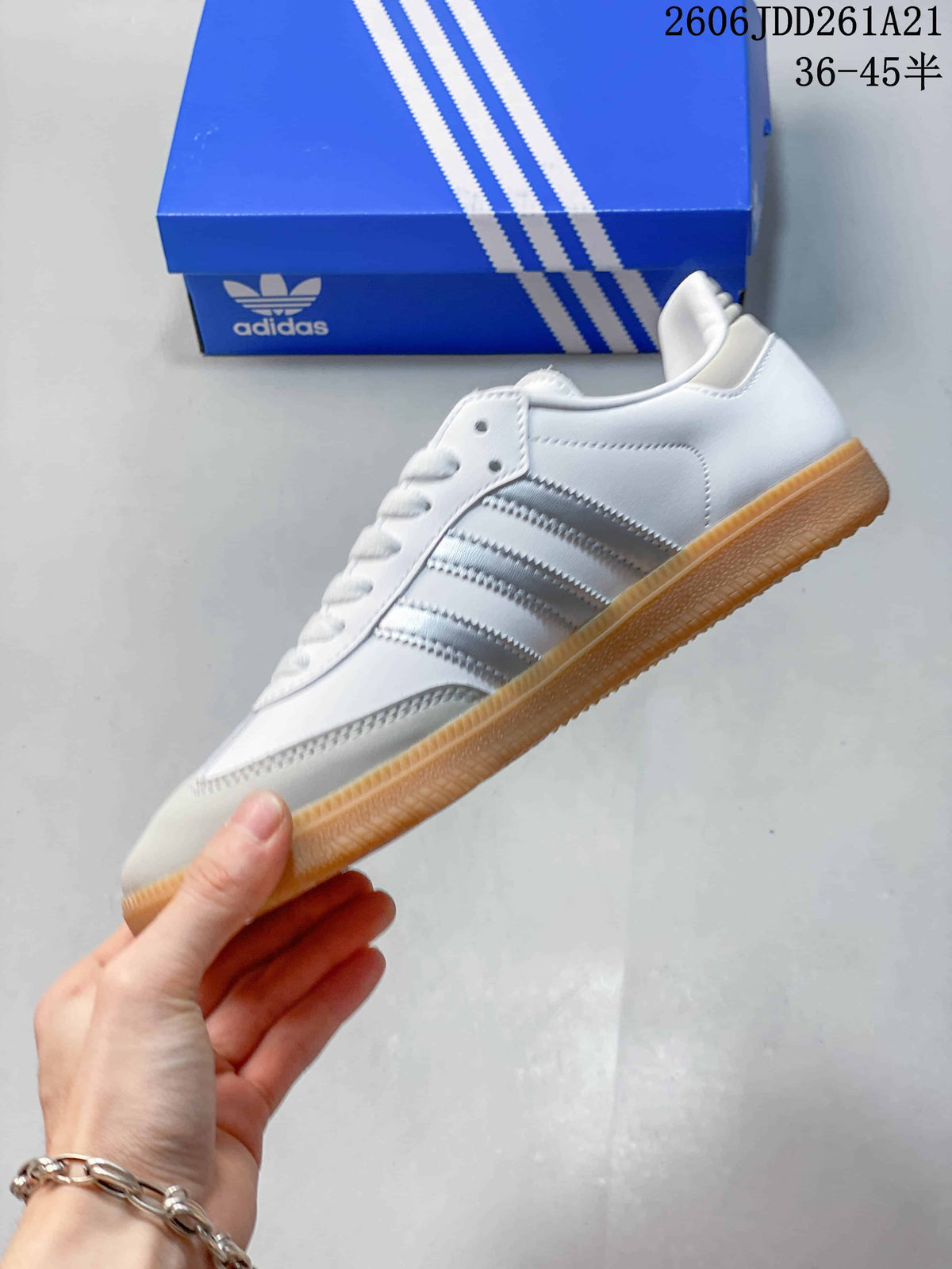 adidas Samba OG White Silver Metallic Low-Top Sneakers