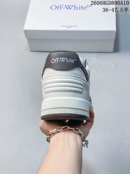 Off-White White Leather Low-Top Sneakers with Arrow Motif
