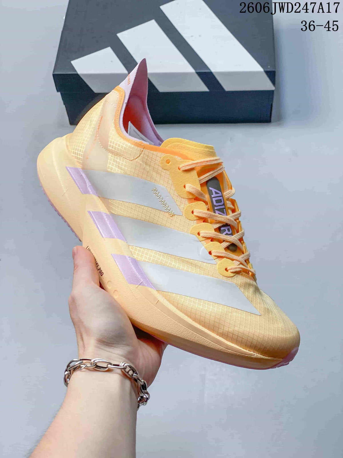 Adidas Adizero Adios Pro 4 Running Shoes, Yellow Pink