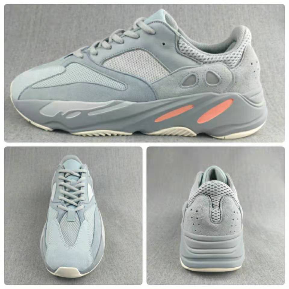 Collage showing side, top, and rear views of the gray and coral low-top sneakers.
