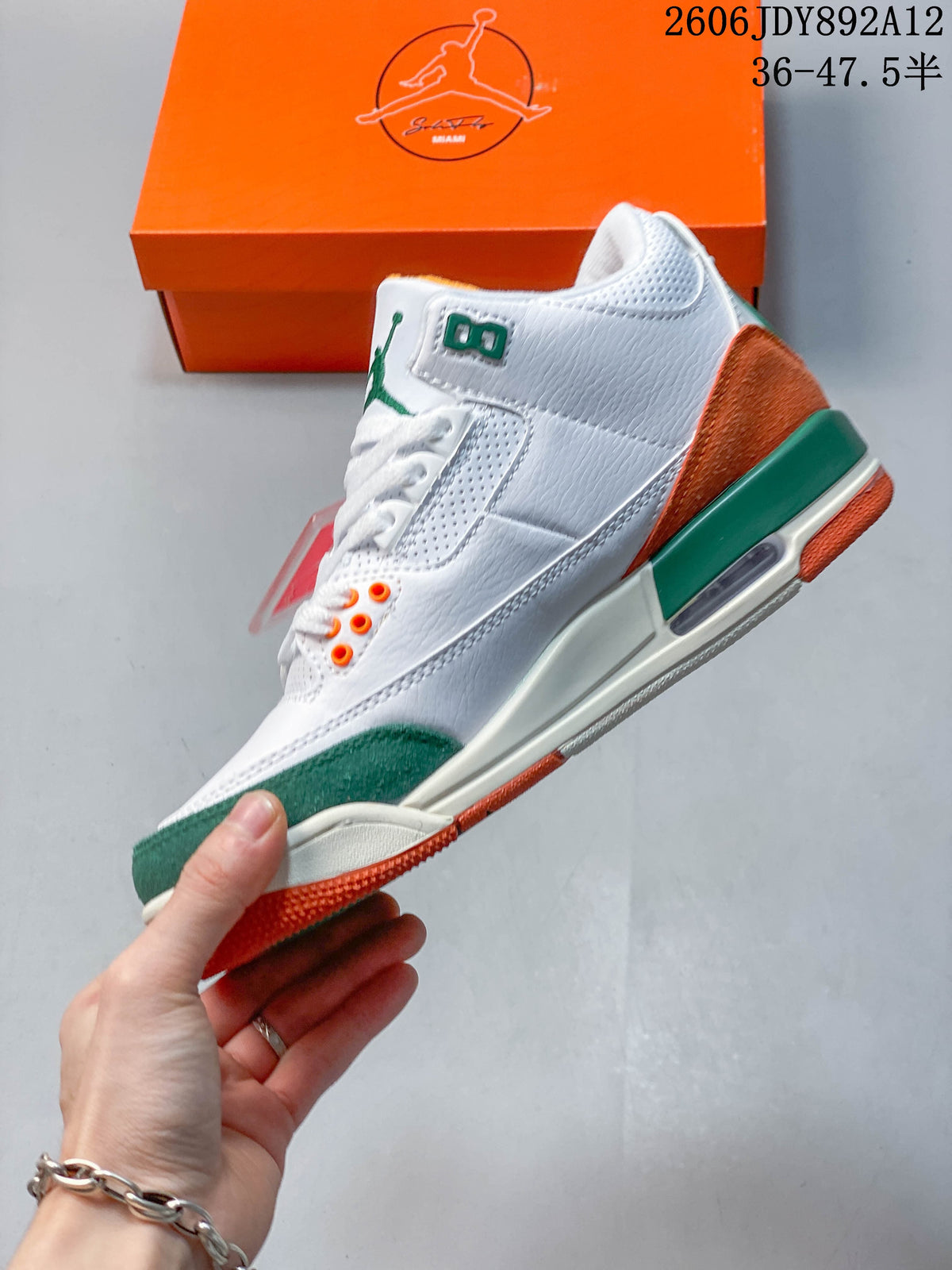 Jordan Air Jordan 3 Retro White Orange Green Sneakers