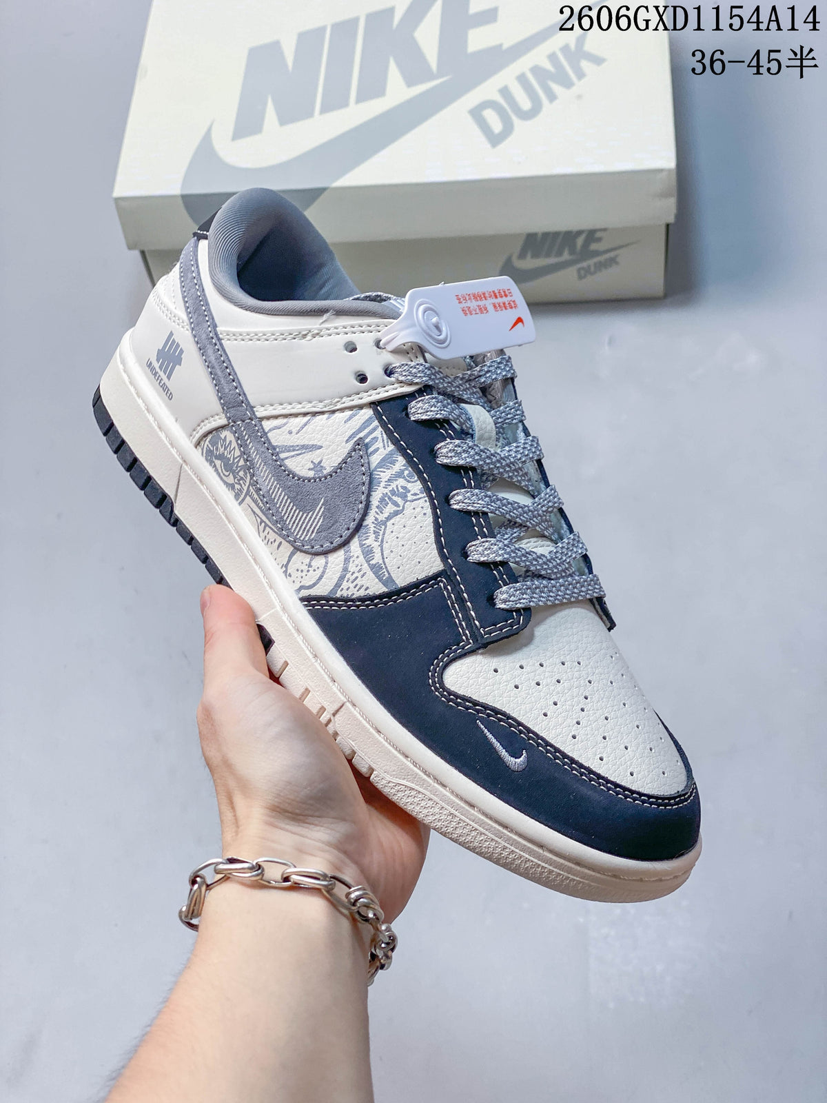 Nike Dunk Low UNDEFEATED-Style Navy Paisley Sneakers