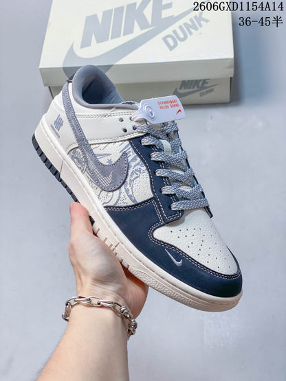 Nike Dunk Low UNDEFEATED-Style Navy Paisley Sneakers
