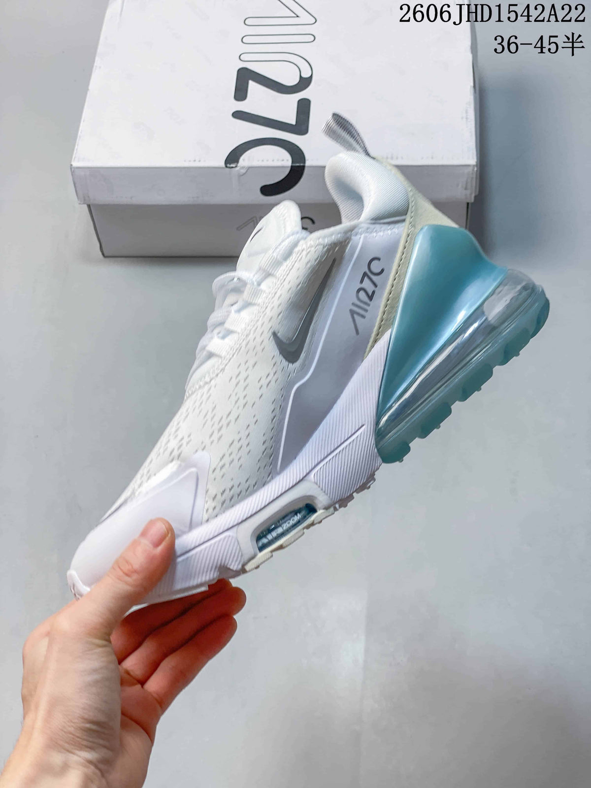 Nike Air Max 270 Premium White and Teal Sneakers