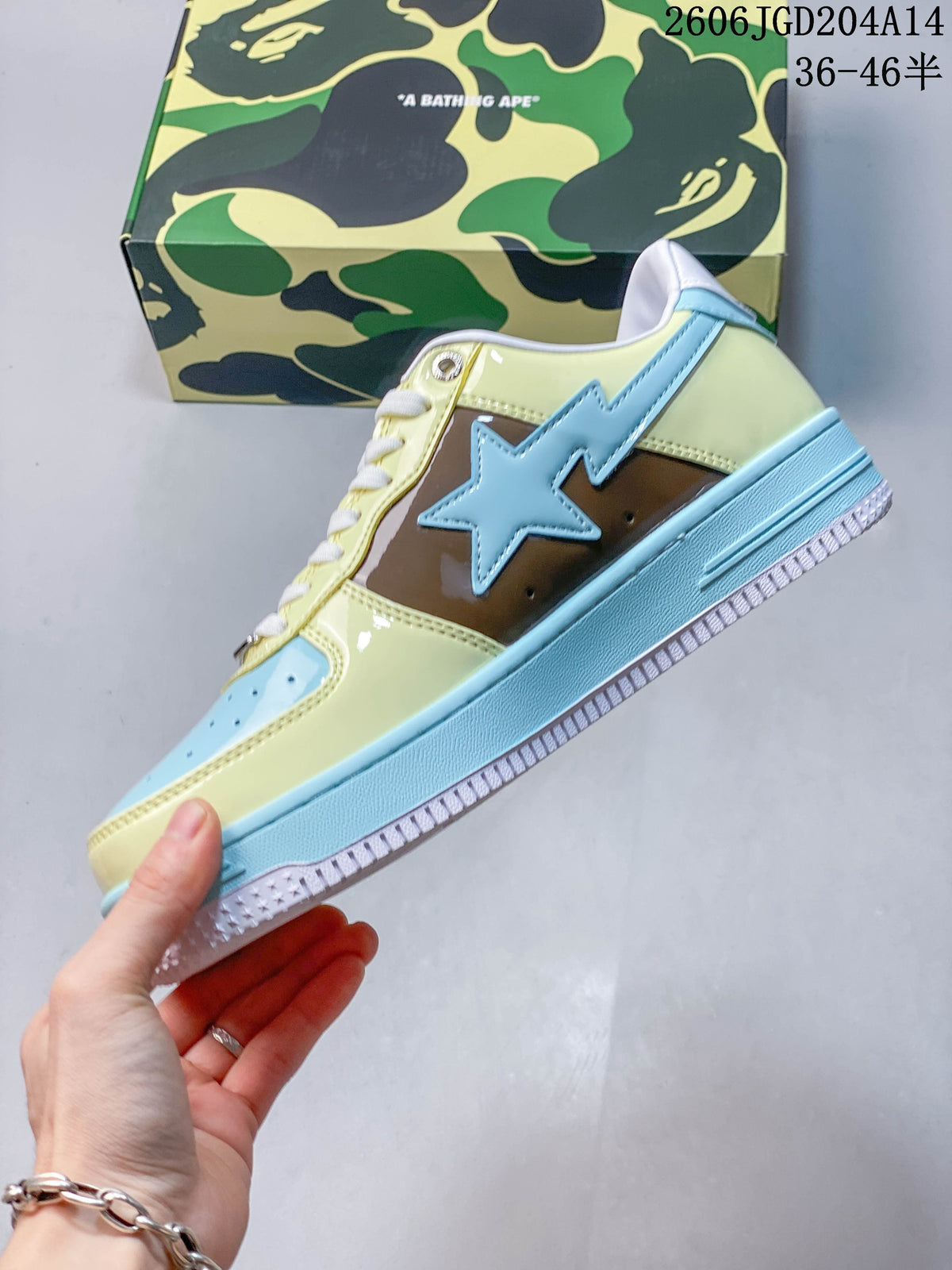 BAPE BAPE STA Low-Top Sneakers in Blue, Yellow and Brown