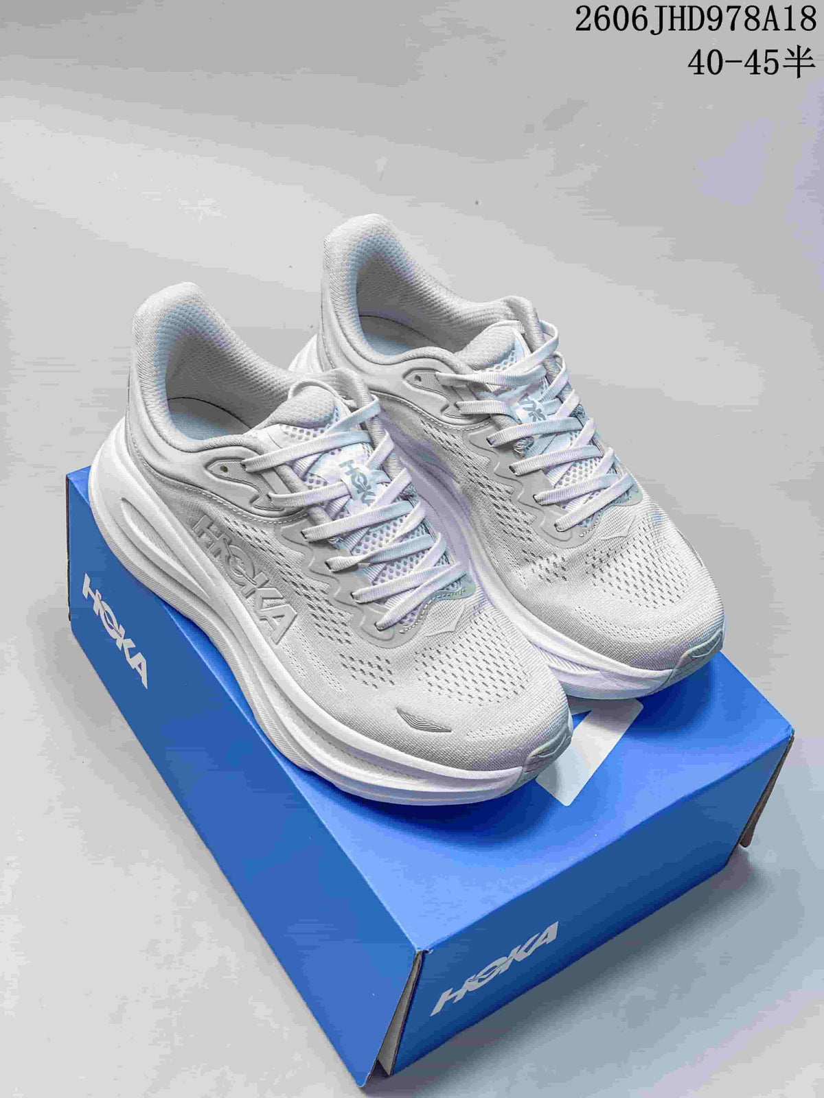 HOKA Bondi 9 Running Shoes in White and Lime