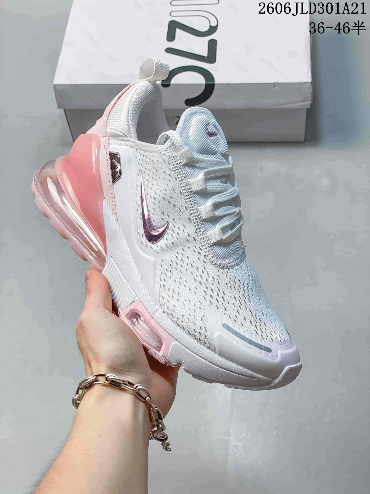 Nike Air Max 270 Premium White and Pink Sneakers