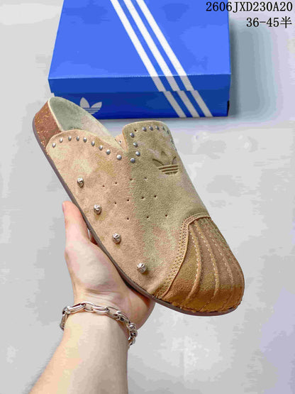 adidas Adimule Studded Mule Slides, Tan, 612400