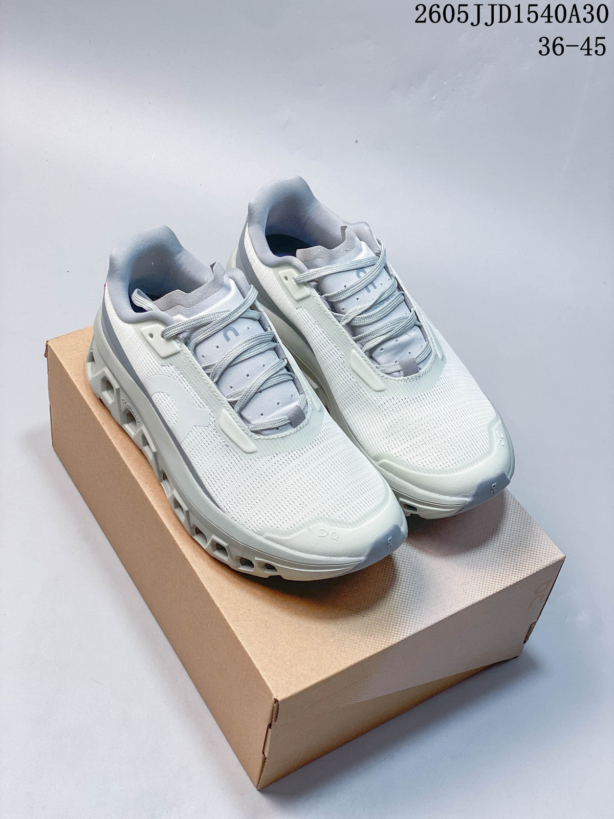 On Cloudmonster 2 White and Grey Running Shoes