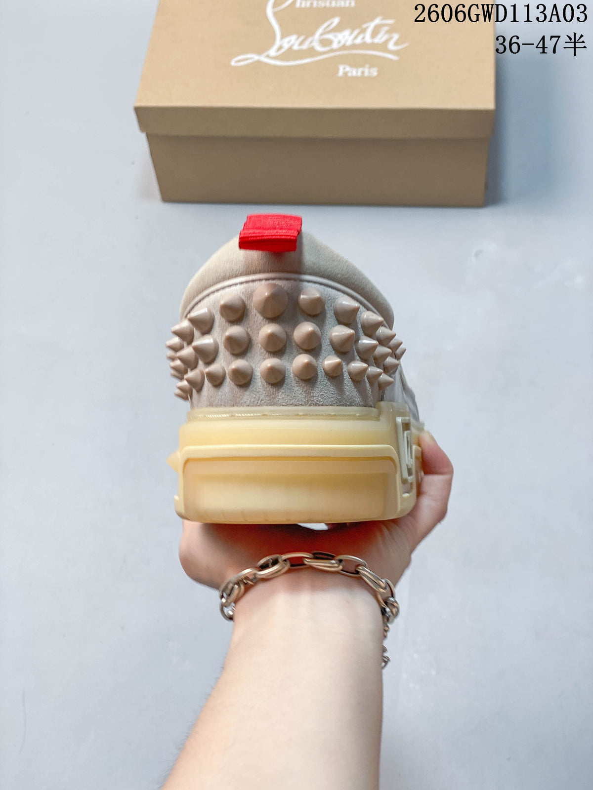 Christian Louboutin Astroloubi Studded Low-Top Sneakers, Beige