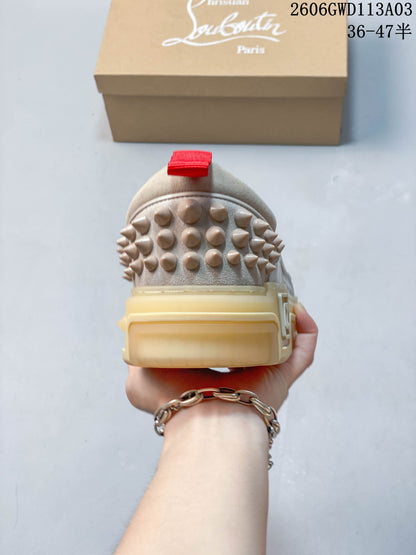 Christian Louboutin Astroloubi Studded Low-Top Sneakers, Beige