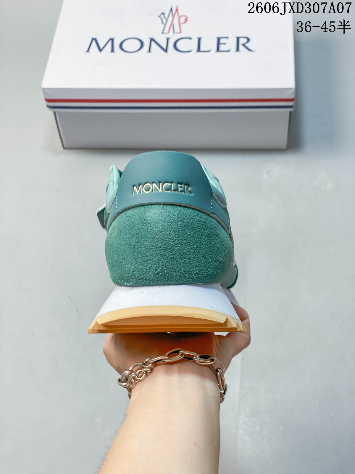 Moncler Teal Lace-Up Sneakers with Serrated Outsole