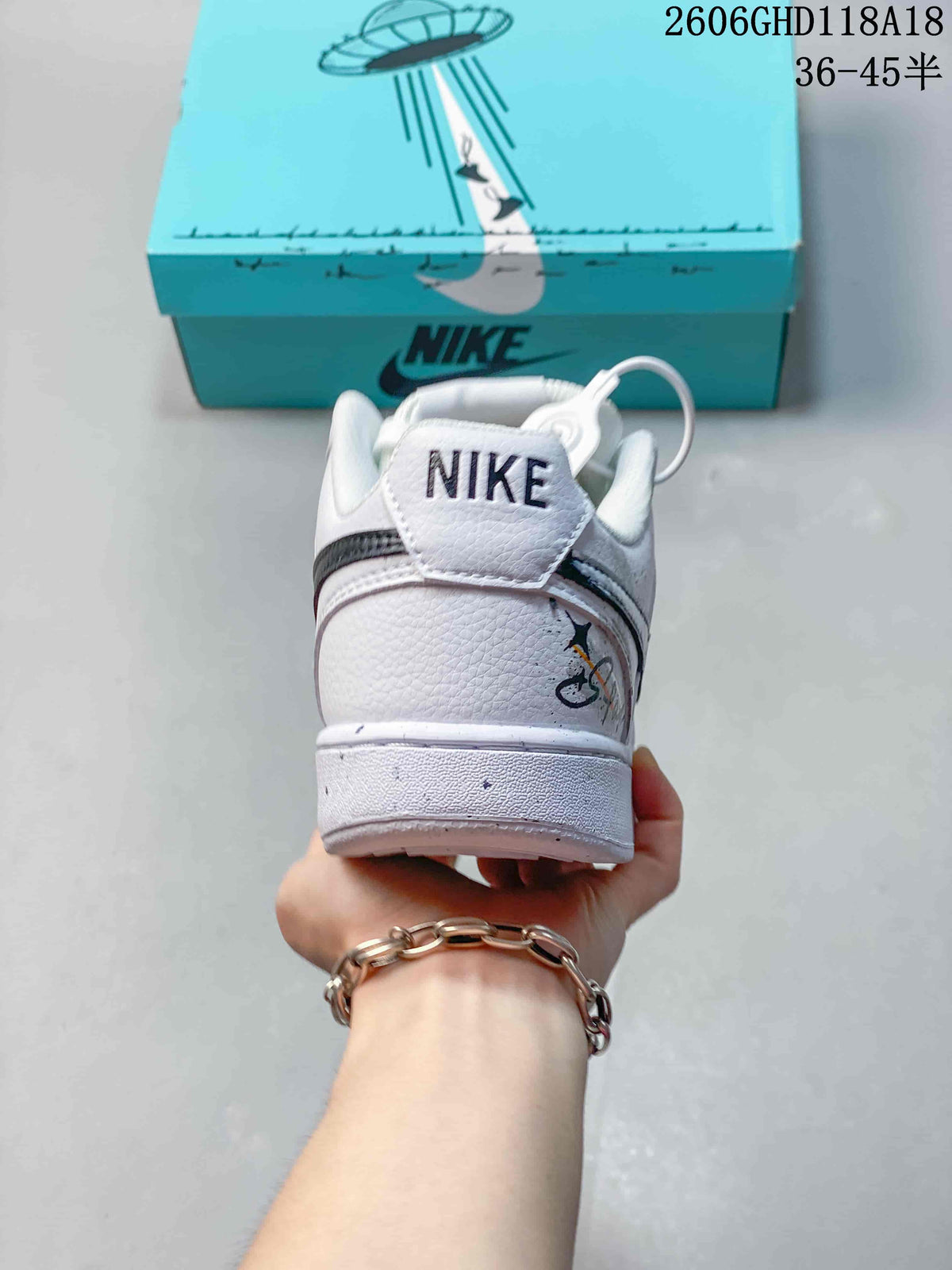 Nike Court Vision Low DIY Custom White Sneakers