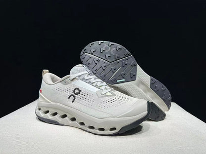 On Cloudsurfer Trail 2 Shoes in Gray and White