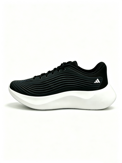 Black and White Adidas Running-Style Sneakers
