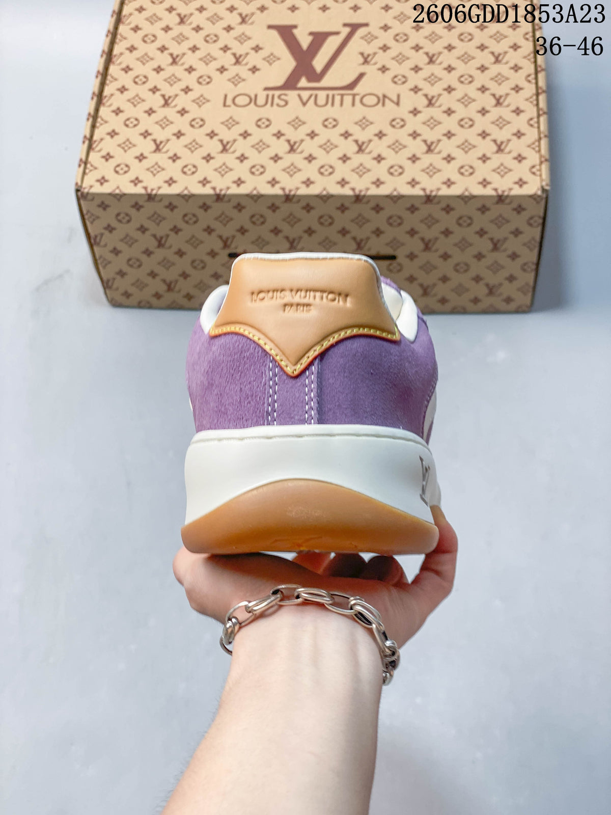 Louis Vuitton Tilted Suede Low-Top Sneakers, Purple