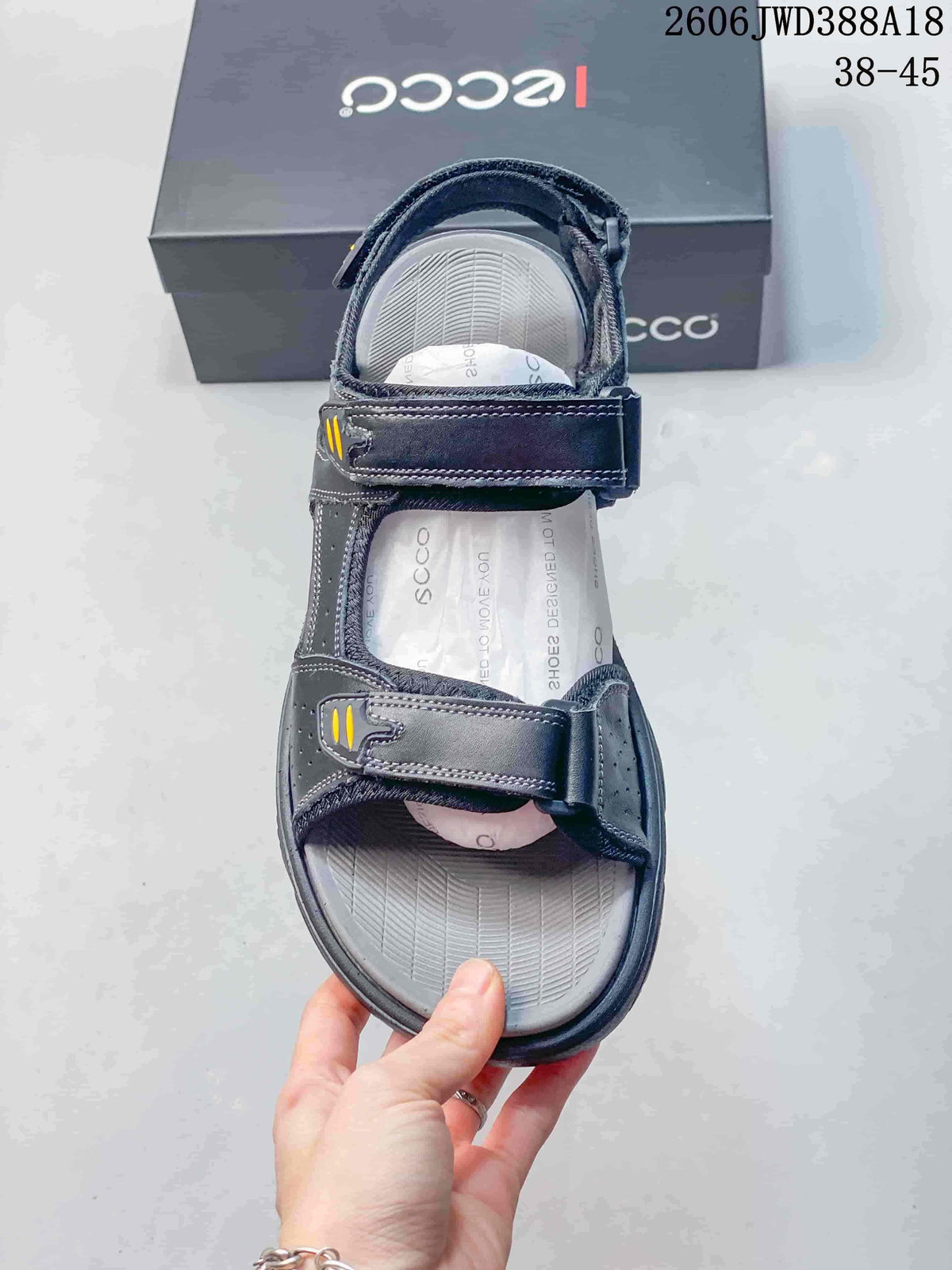 ECCO JWD388A18 Adjustable Strap Sandals in Navy and Gray