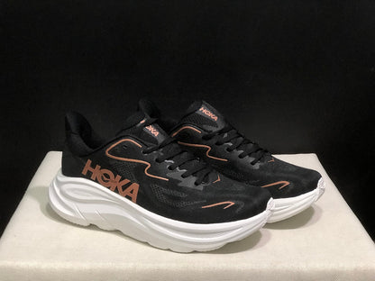 HOKA Clifton 10 Running Shoes, Black and White