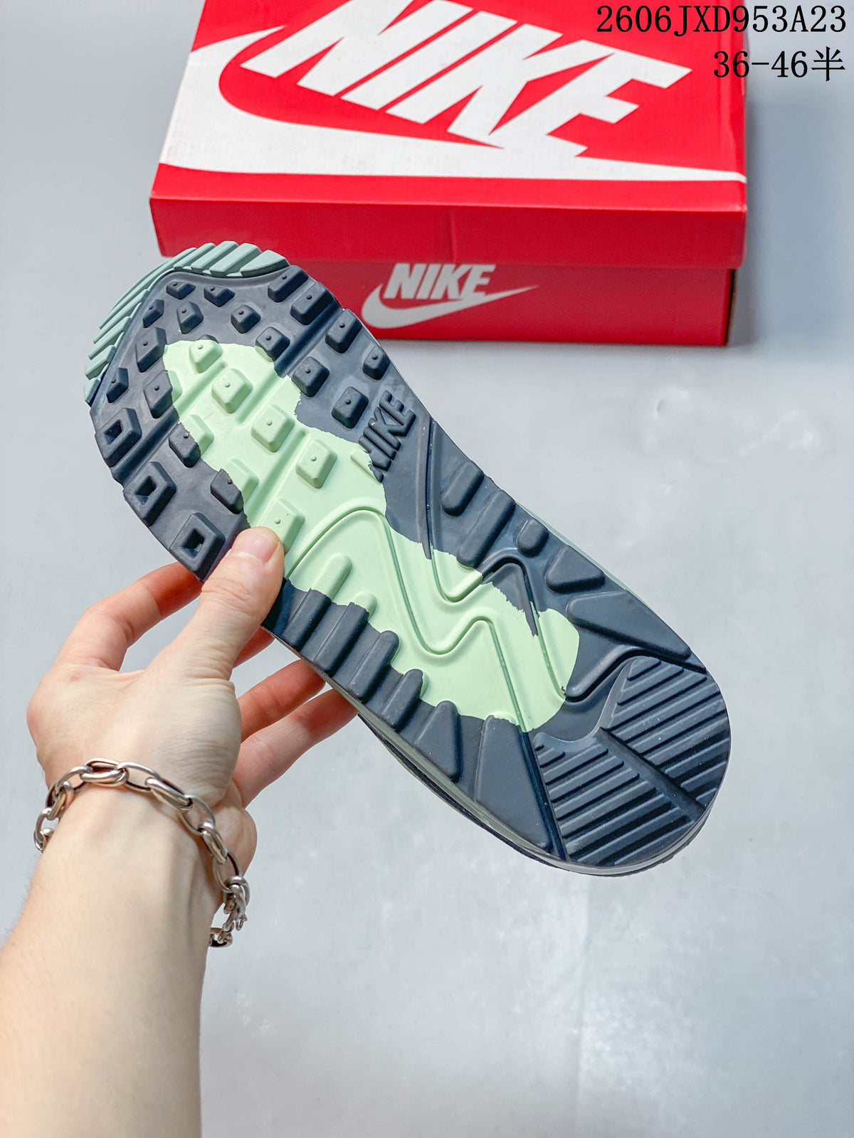 Nike Air Max 90 Low-Top Sneakers in Charcoal and Mint