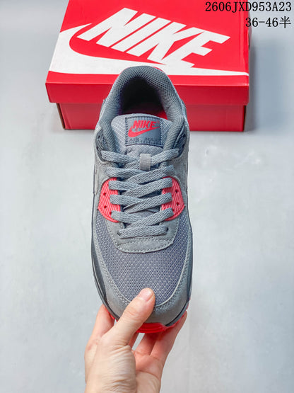 Nike Air Max 90 Gray and Red Low-Top Sneakers