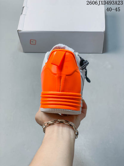 Nike Air Force 1 '07 Low White Sneakers with Orange Heel