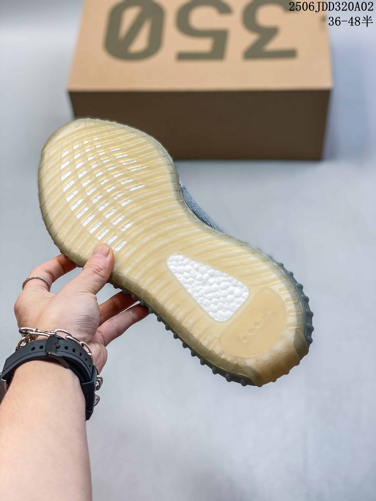 Adidas Yeezy Boost 350 V2 Knit Sneakers, Gray and Yellow