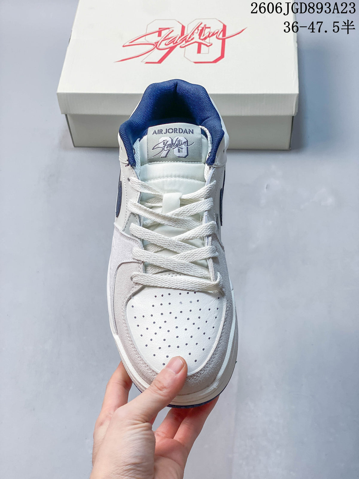 Jordan Stadium 90 White and Blue Sneakers