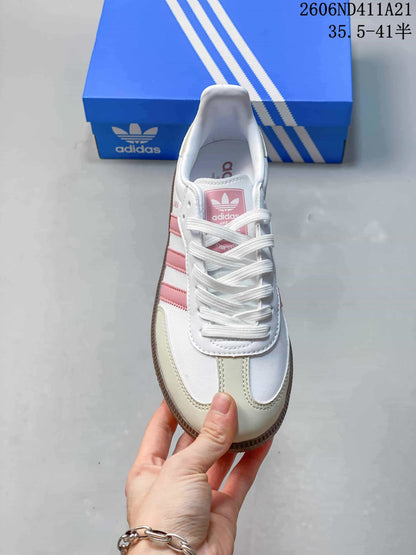 Adidas Samba Low-Top Sneakers in White and Pink